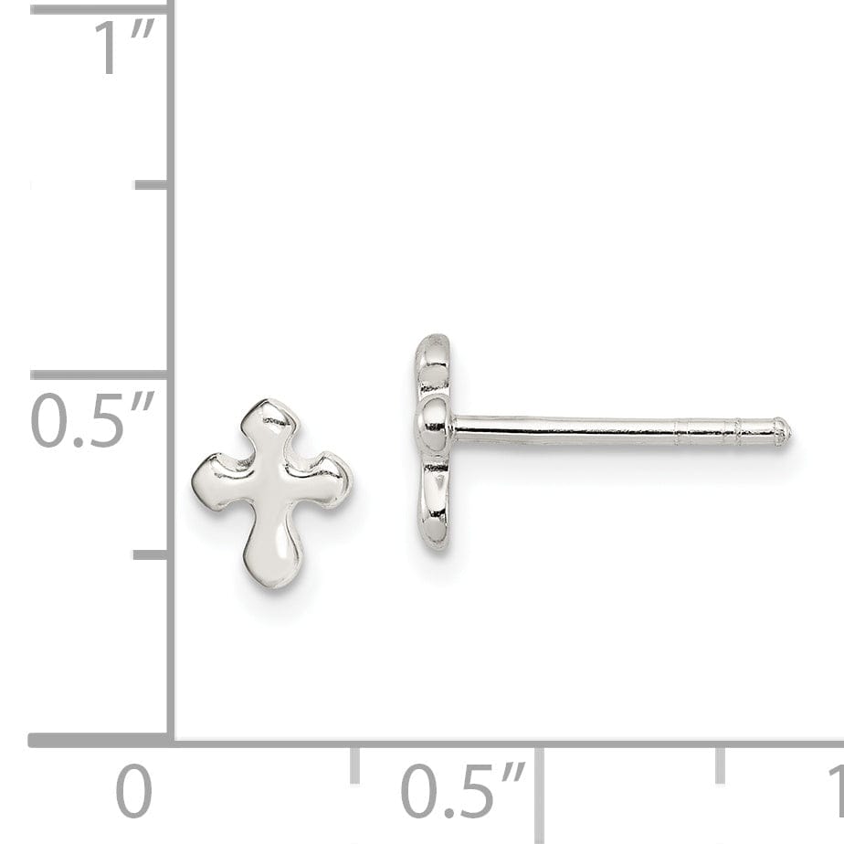 Sterling Silver Cross Mini Post Earrings
