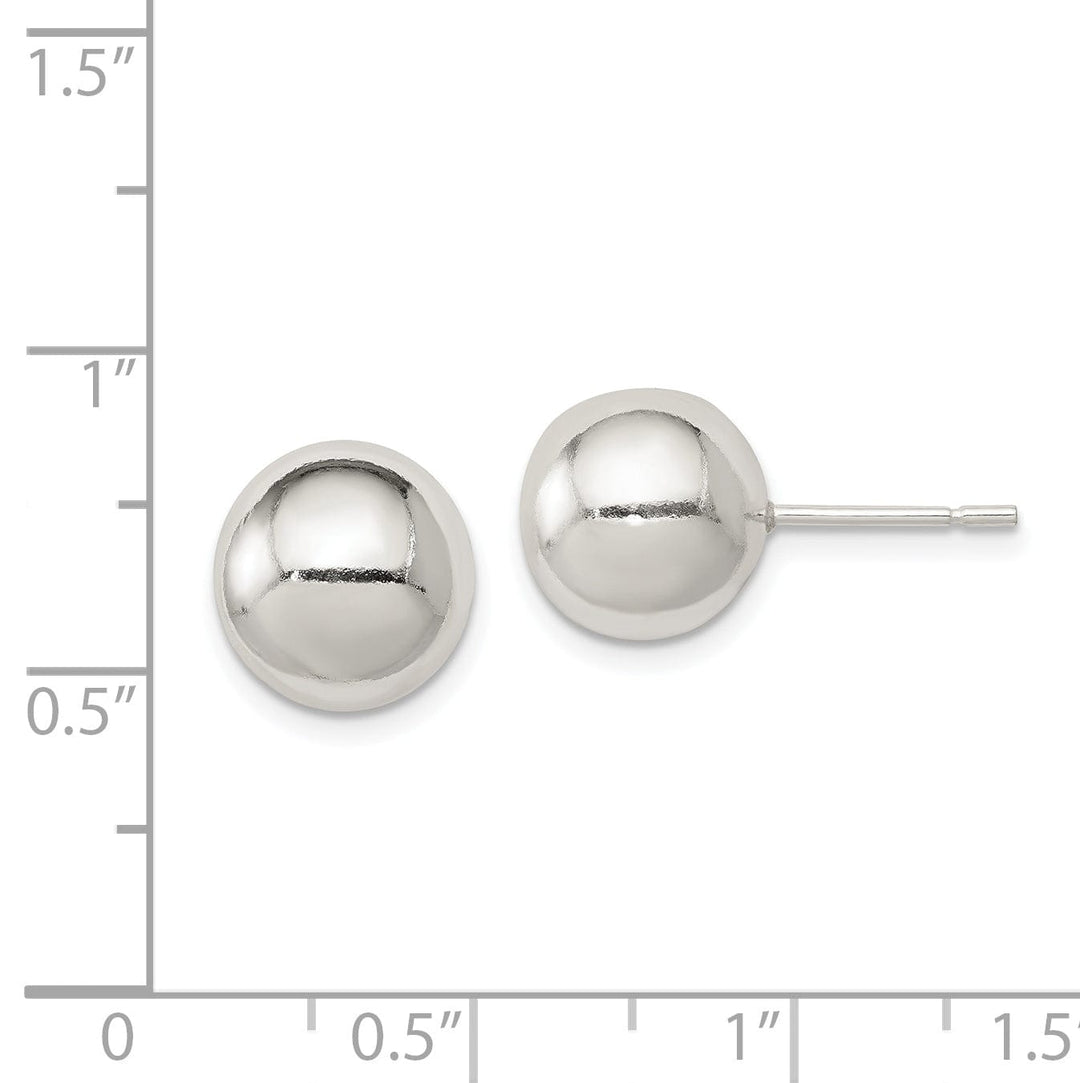 Silver Polished Finish 10MM Ball Post Earrings