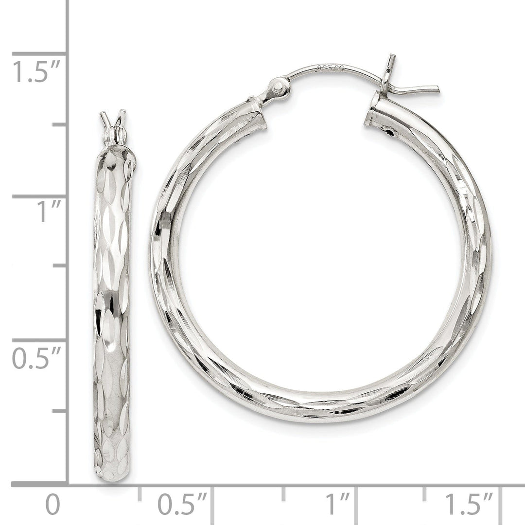 Sterling Silver D.C Satin Polished Hoop Earrings