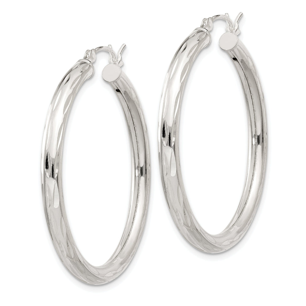 Sterling Silver D.C Satin Polished Hoop Earrings