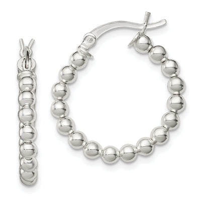 Sterling Silver Polished Beaded Hoop Earrings at $ 24.89 only from Jewelryshopping.com