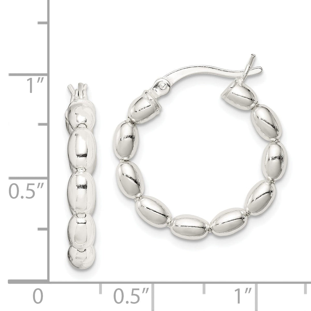 Sterling Silver Polished Beaded Hoop Design Earrings