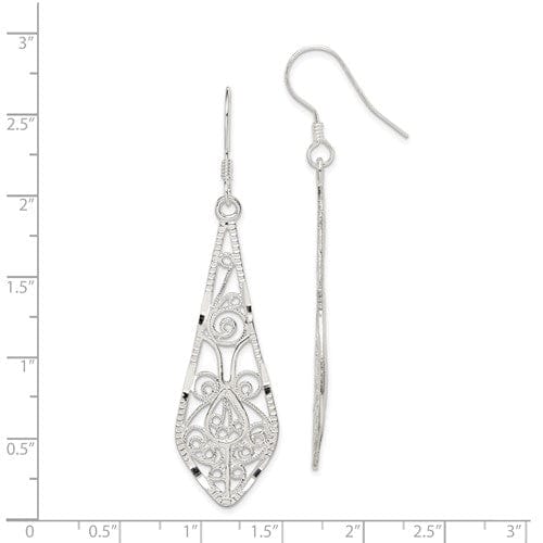 Sterling Silver Filigree Dangle Hook Earrings