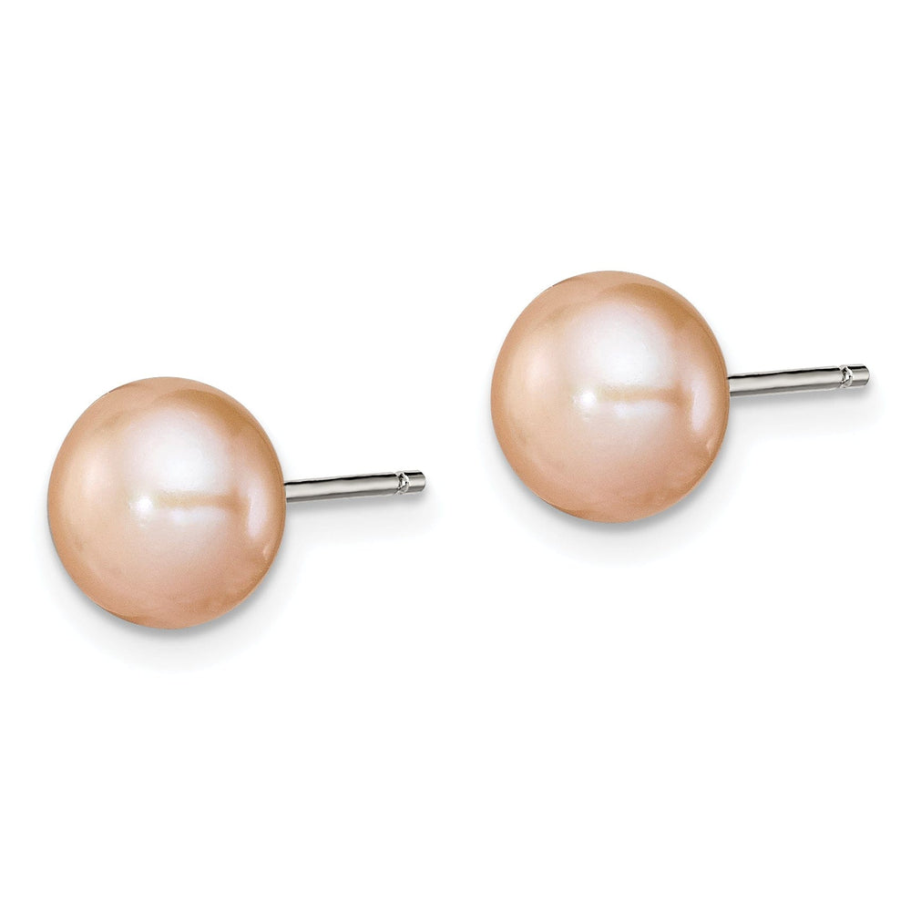 Sterling Silver Peach Pearl Button Post Earring