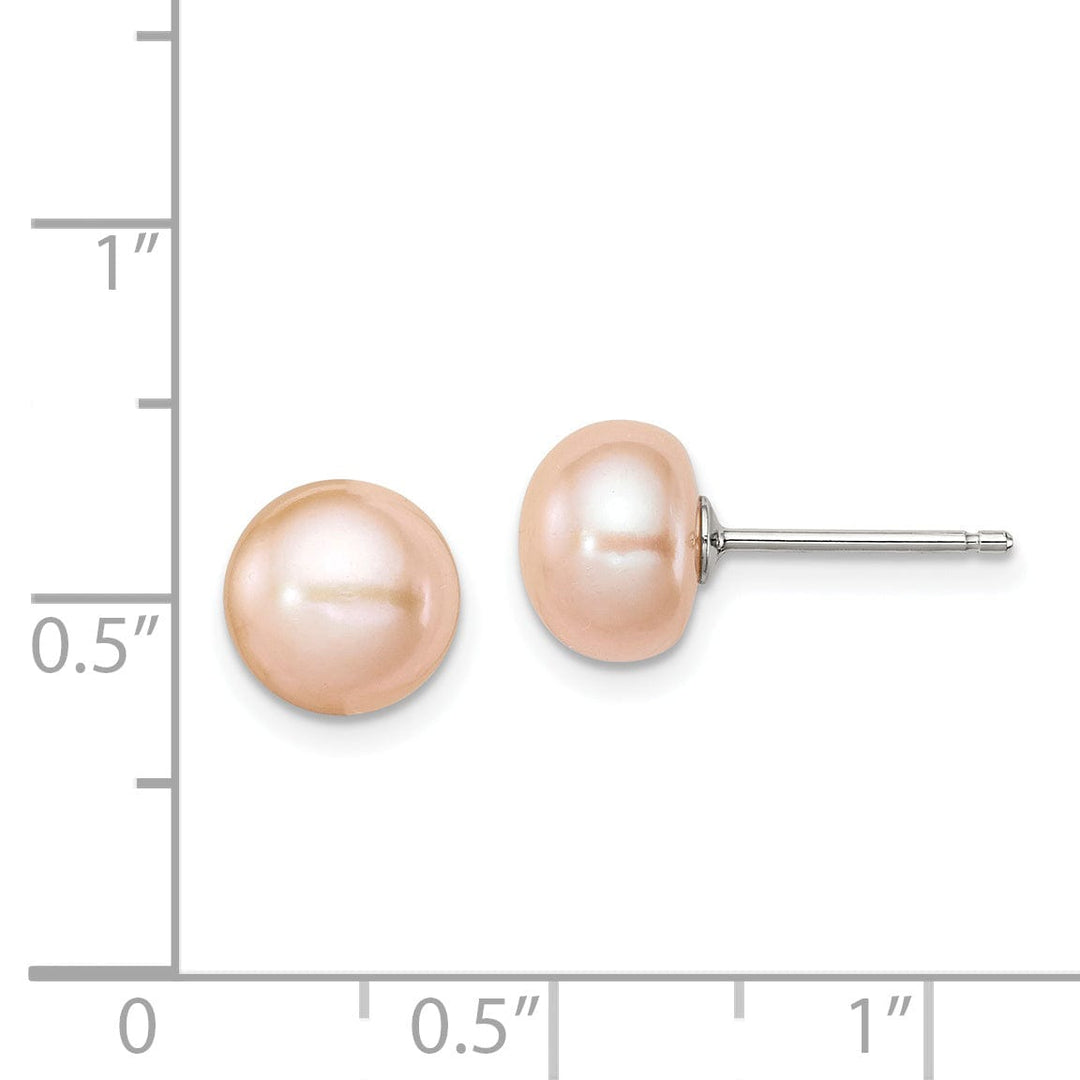 Sterling Silver Peach Pearl Button Post Earring