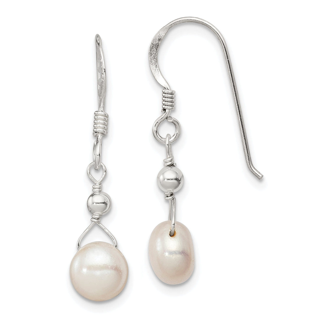 Silver Fresh Water Pearl Dangle Earrings