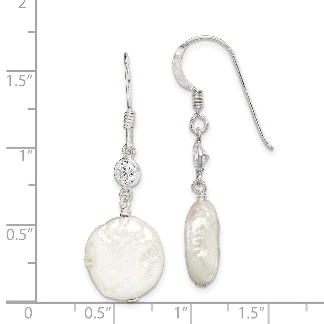 Silver Fresh Water Pearl Shepherd Hook Earrings