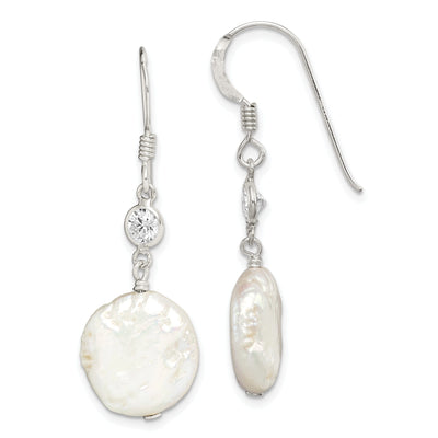 Silver Fresh Water Pearl Shepherd Hook Earrings