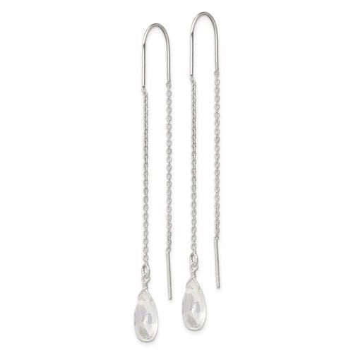 Silver Opalite Crystal Threader Earrings