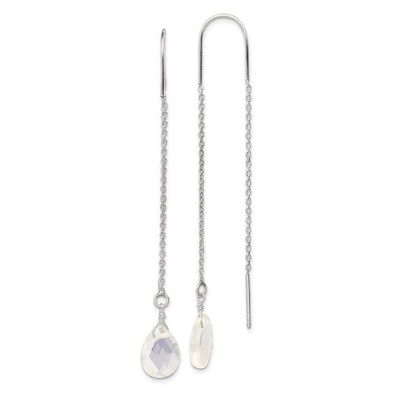 Silver Opalite Crystal Threader Earrings