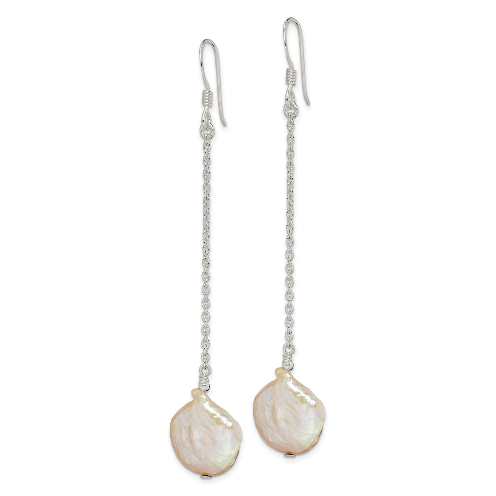 Silver Fresh Water Pearl Dangle Hook Earrings