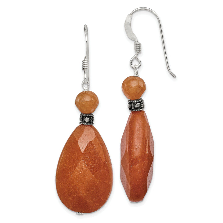 Silver Genuine Carnelian Dangle Earrings