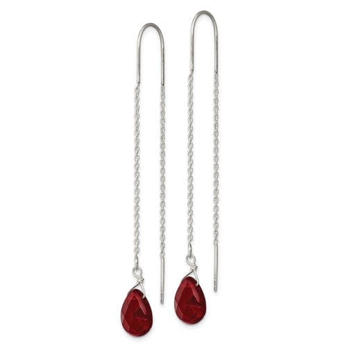 Sterling Silver Red Crystal Threader Earrings