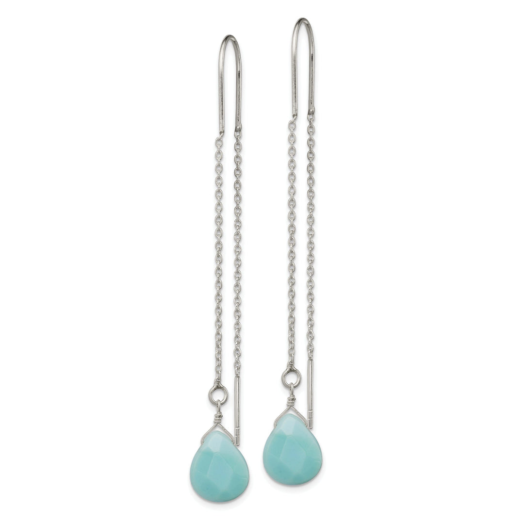 Sterling Silver Blue Agate Threader Earrings