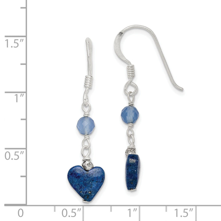 Silver Lapis Blue Agate Dangle Earrings