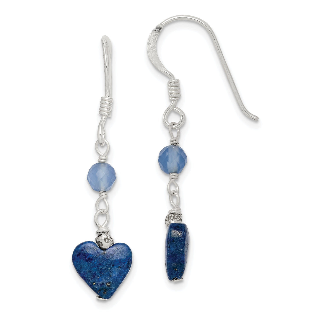 Silver Lapis Blue Agate Dangle Earrings