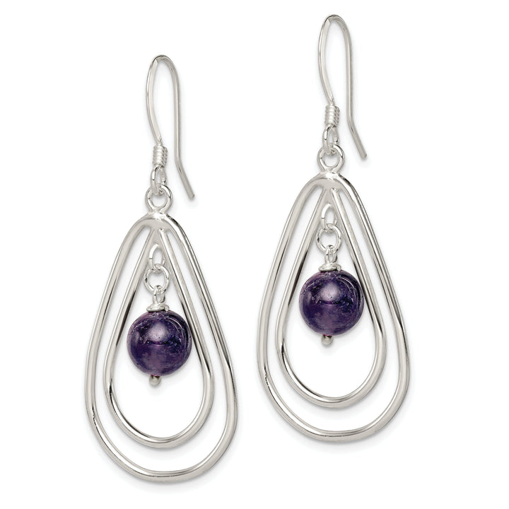 Sterling Silver Amethyst Dangle Design Earrings