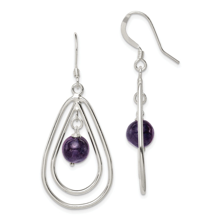 Sterling Silver Amethyst Dangle Design Earrings