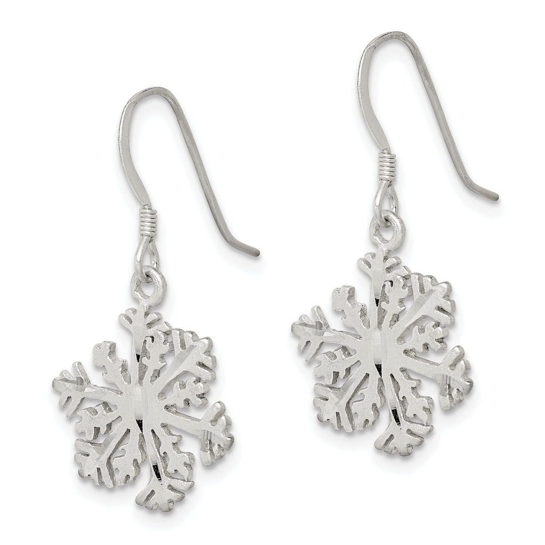 Sterling Silver Satin Snowflake Earrings