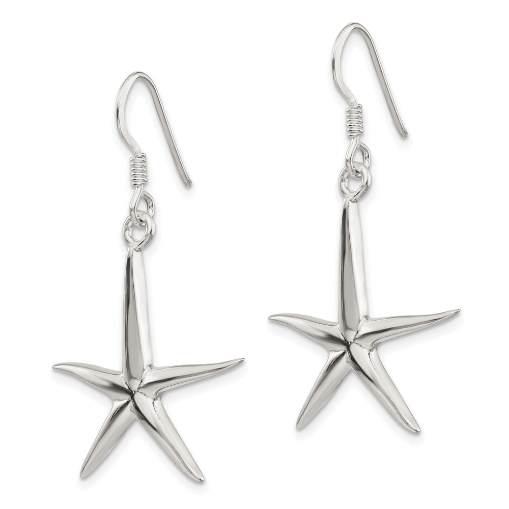 Sterling Silver Star Fish Dangle Earrings