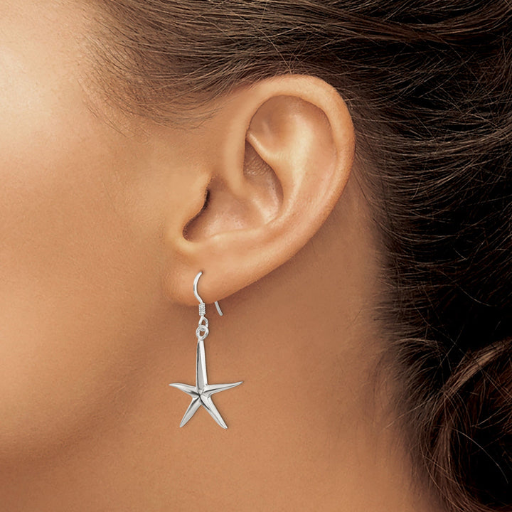 Sterling Silver Star Fish Dangle Earrings