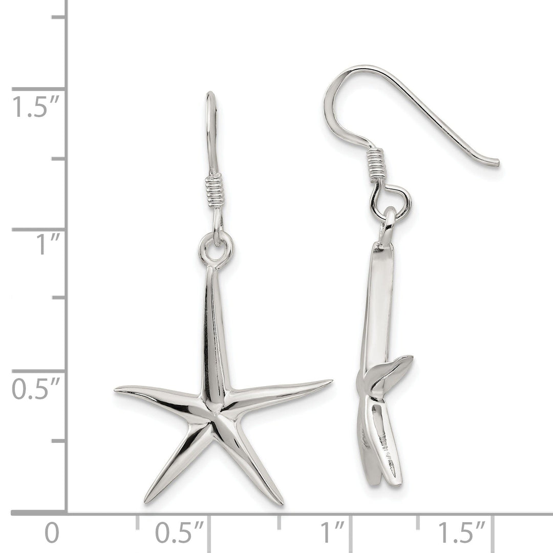 Sterling Silver Star Fish Dangle Earrings