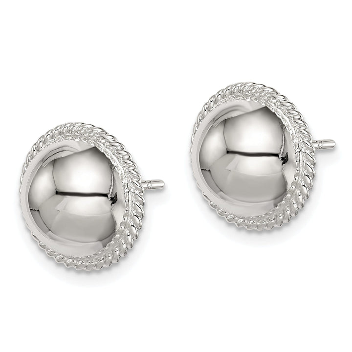 Silver Ball With Outer Rope Ring Post Earrings