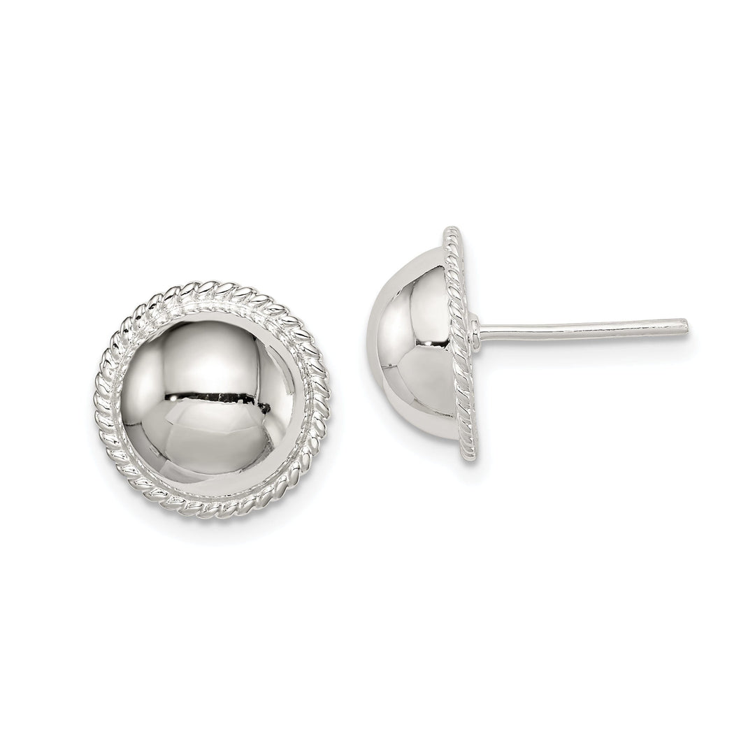 Silver Ball With Outer Rope Ring Post Earrings