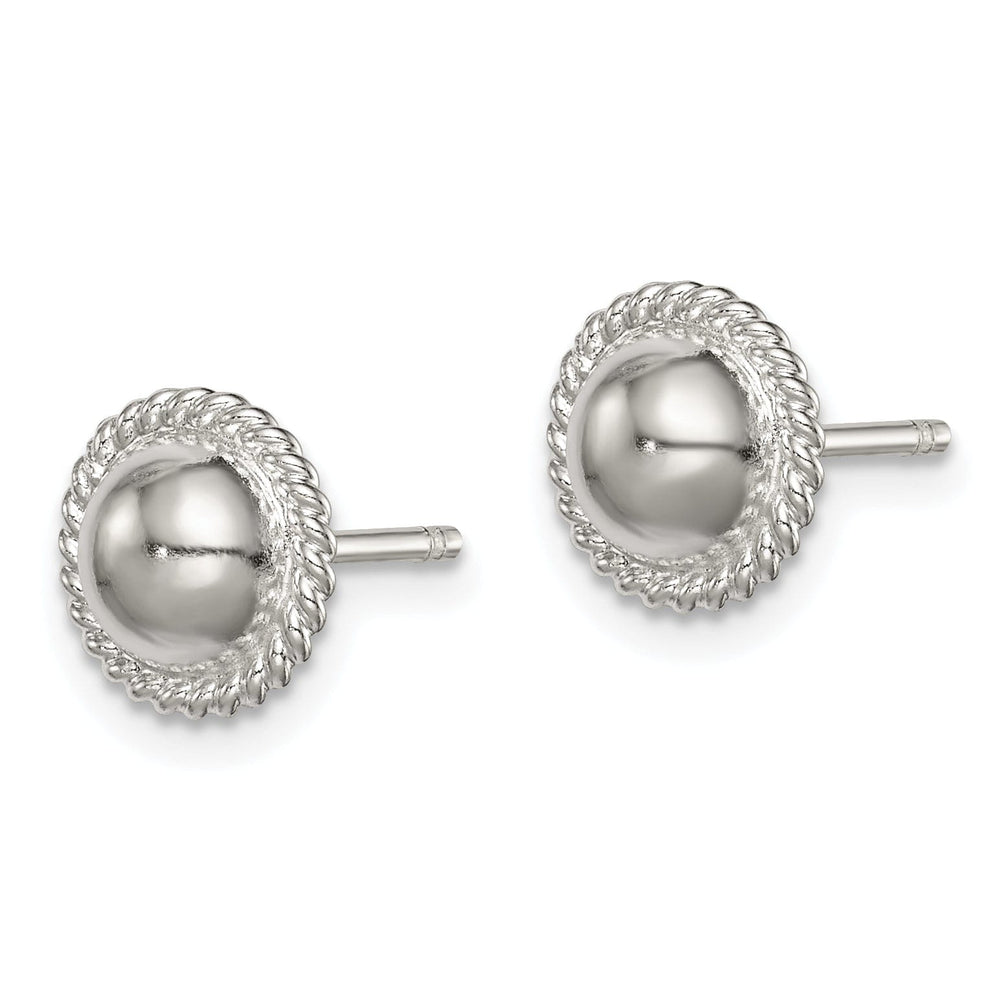 Silver Ball With Outer Rope Post Earrings