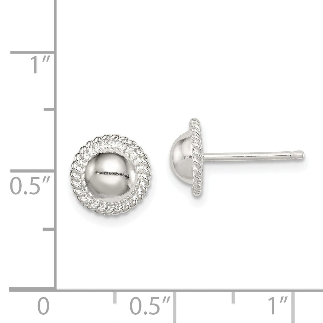 Silver Ball With Outer Rope Post Earrings