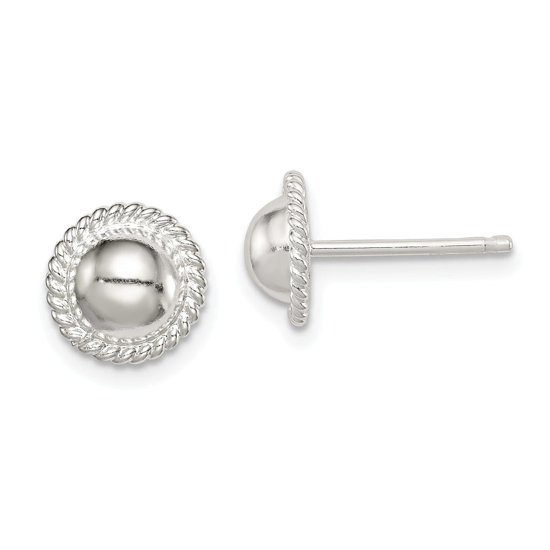 Silver Ball With Outer Rope Post Earrings