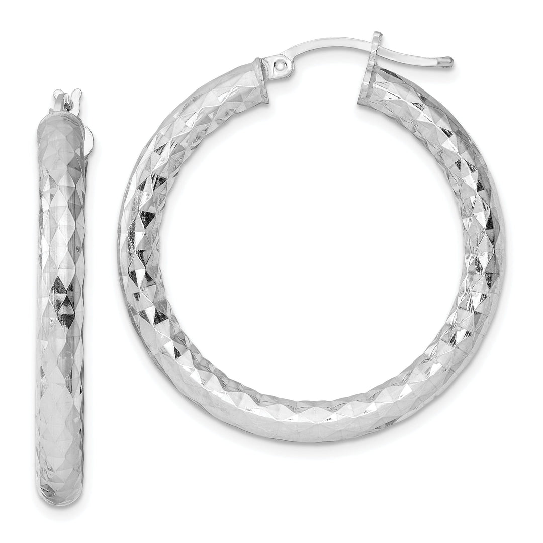 Silver D.C Hollow Hoop Hinged Back Earrings