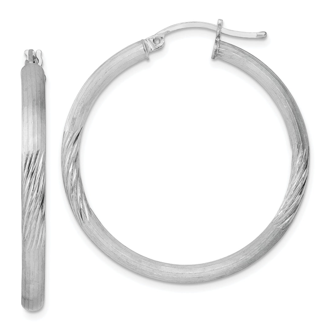 Silver D.C Round Hoop Hinged Earrings