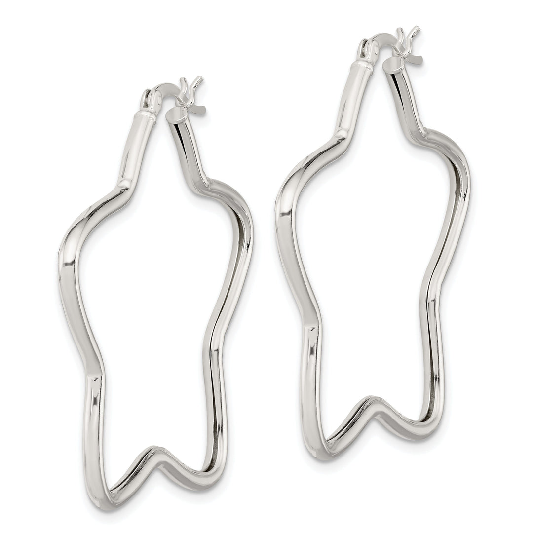 Sterling Silver Star Tube Hoop Earrings