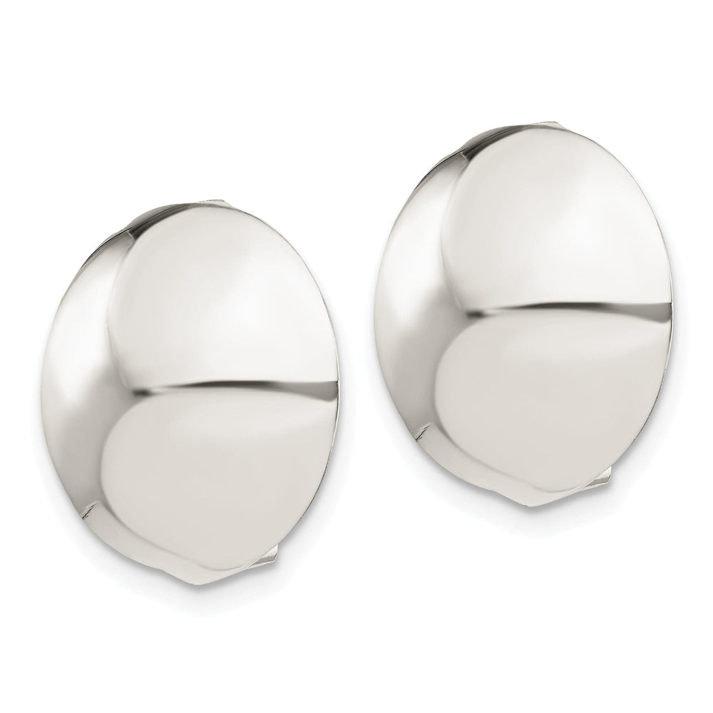 Silver Round Non-Pierced Button Earrings 18MM