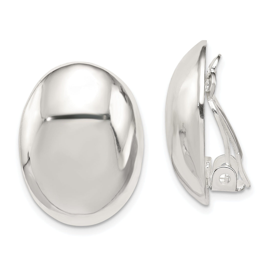 Sterling Silver Oval Non-Pierced Earrings