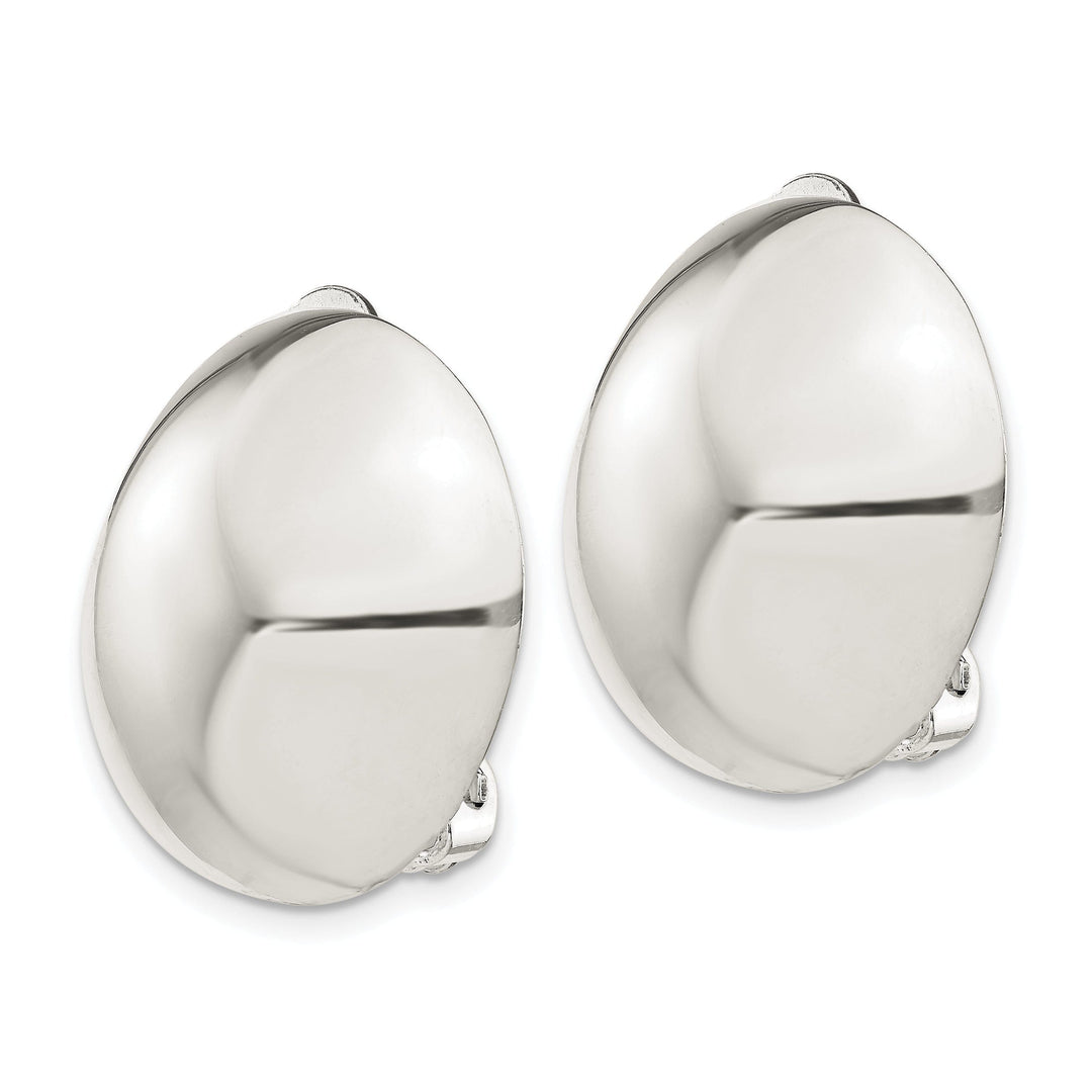 Silver Round Non-Pierced Button Earrings 22MM