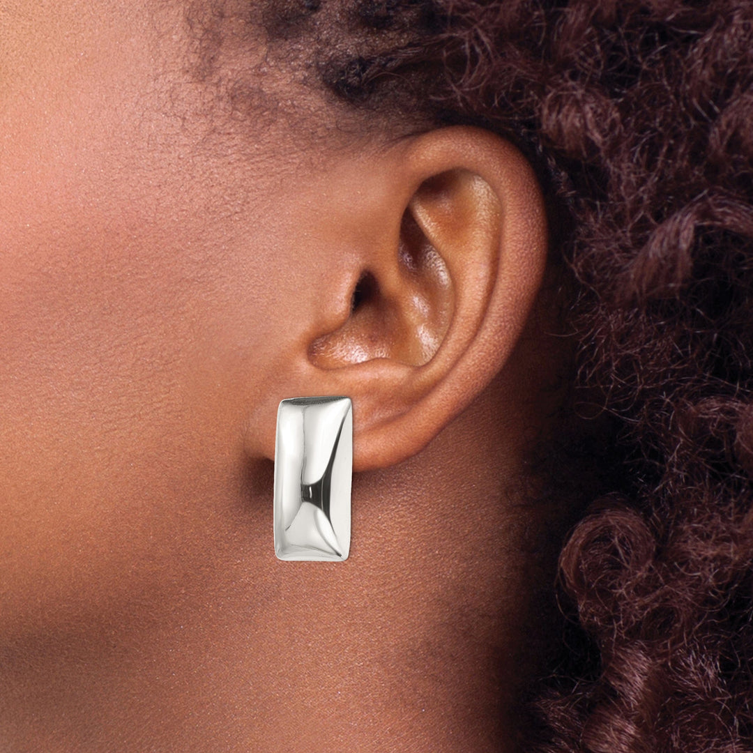 Sterling Silver Retangle Non-Pierced Earrings