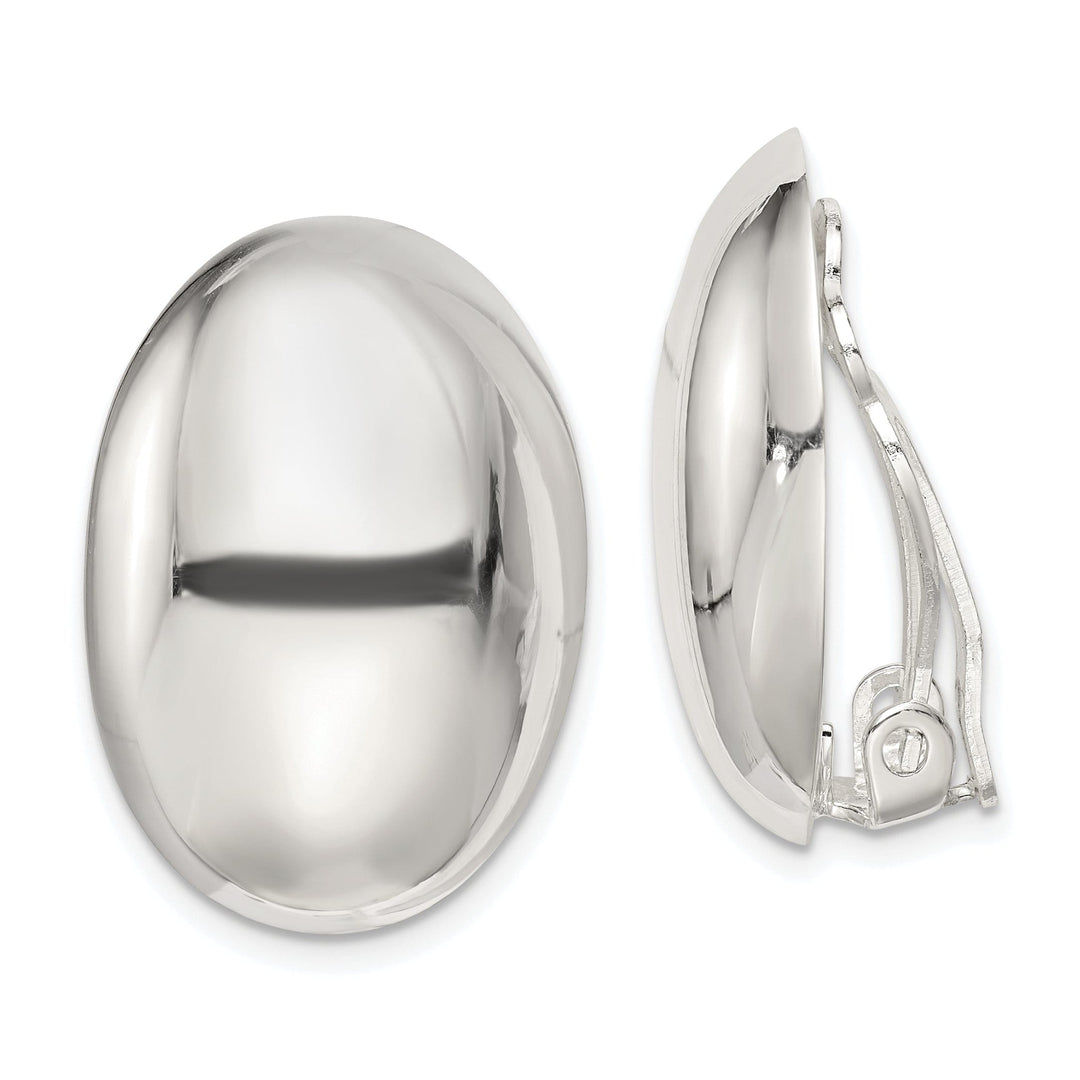 Sterling Silver Oval Non-Pierced Earrings