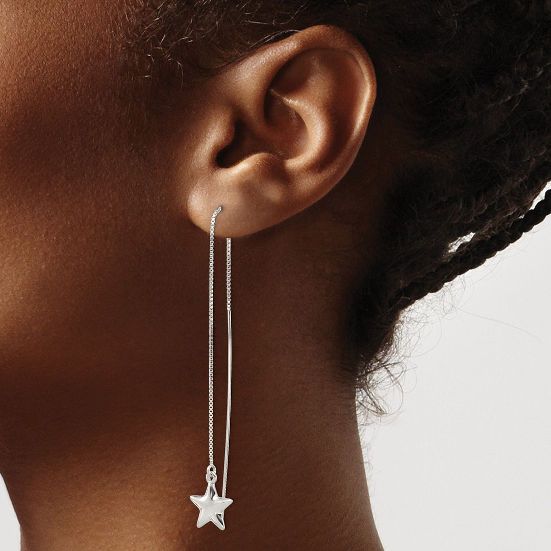 Sterling Silver Star Threader Earrings