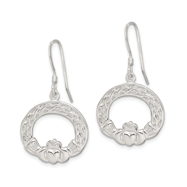 Silver Celtic Knot Claddagh Dangle Earrings