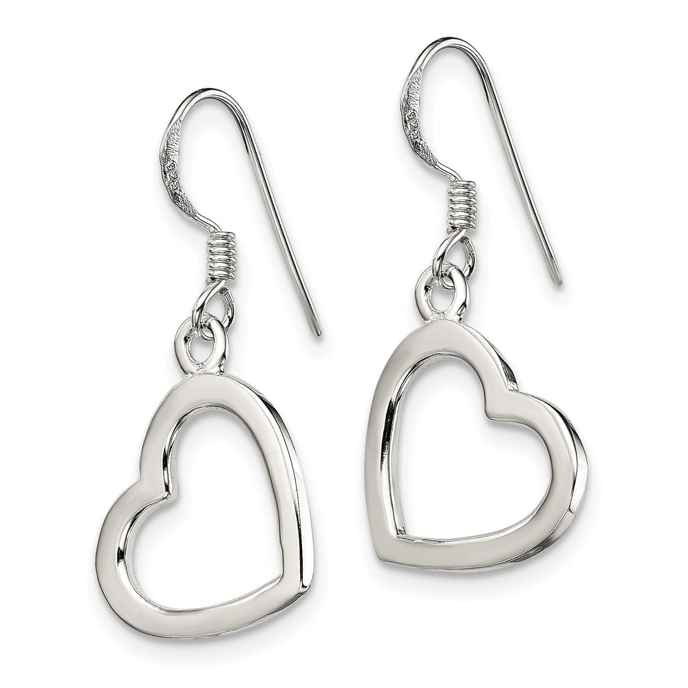 Sterling Silver Heart Side Dangle Earrings