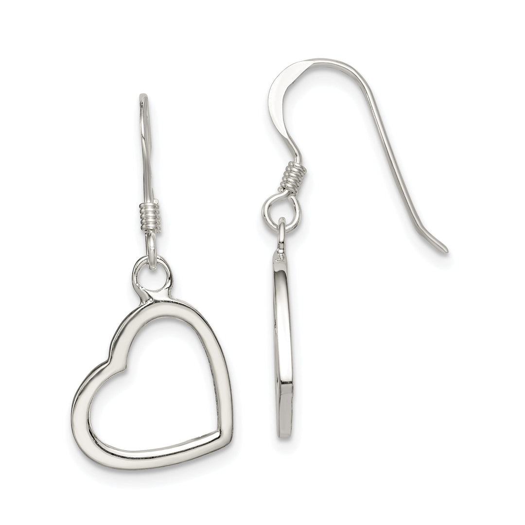 Sterling Silver Heart Side Dangle Earrings