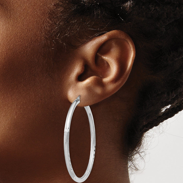 Silver D.C Hollow Round Hoop Hing Earrings