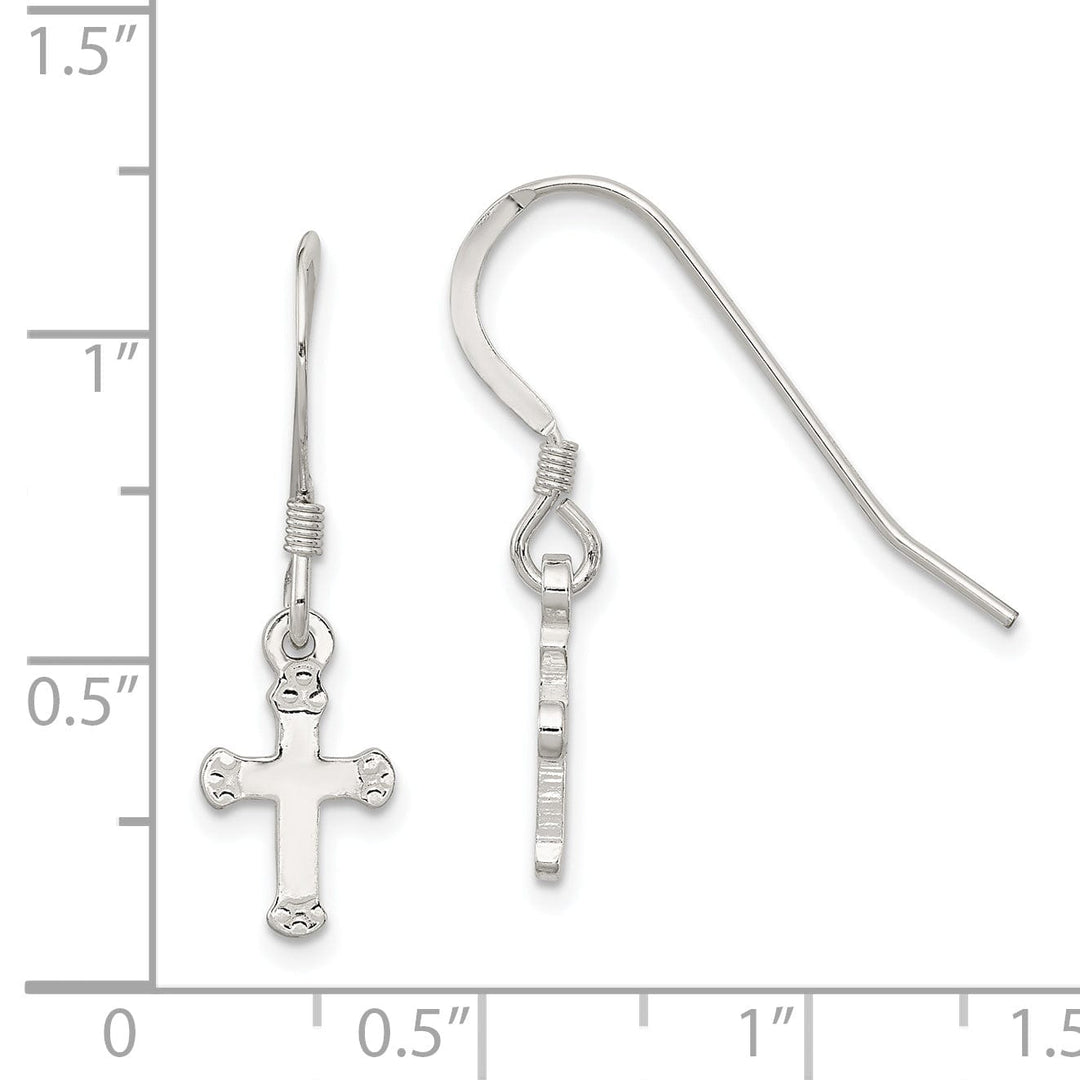 Sterling Silver Mini Cross Dangle Earrings