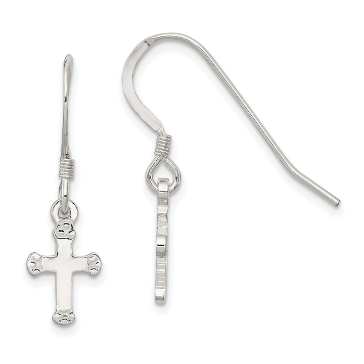 Sterling Silver Mini Cross Dangle Earrings