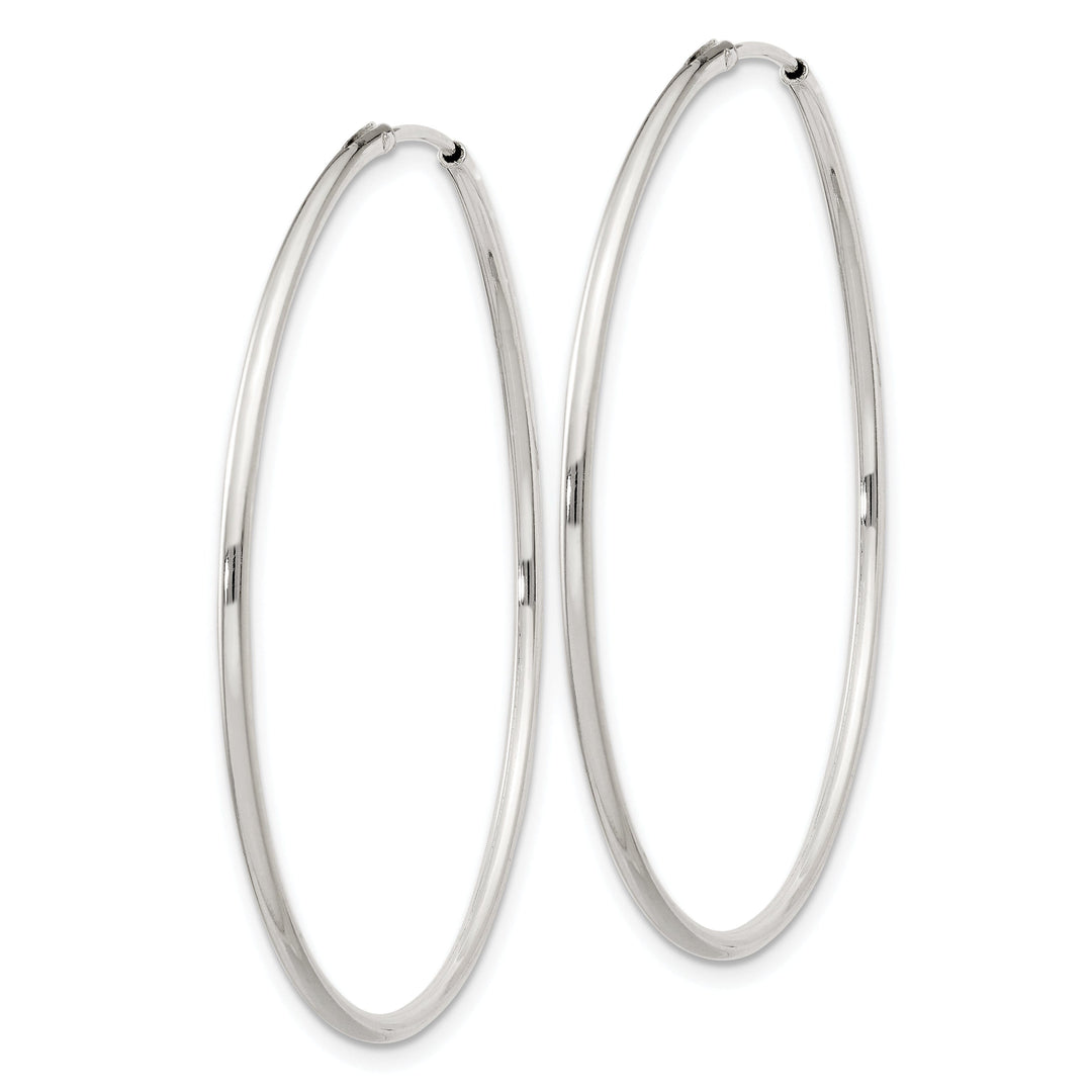 Sterling Silver Hollow Hoop Hinged Earrings