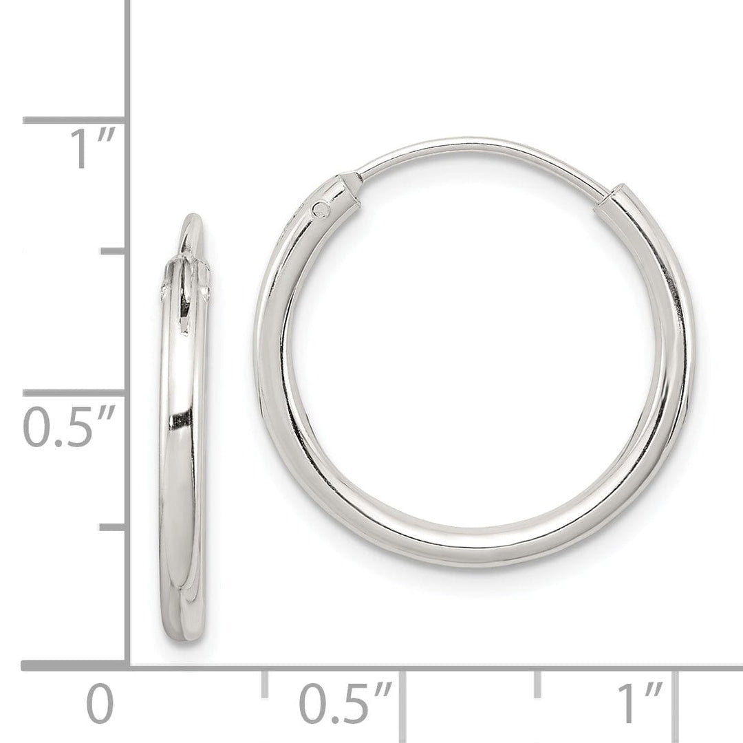 Sterling Silver Hollow Hoop Hinged Earrings