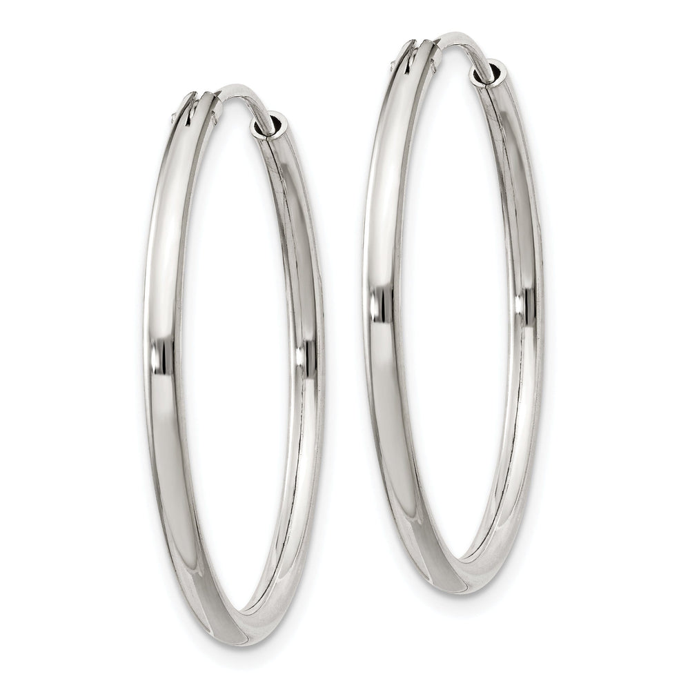 Sterling Silver Hollow Hoop Hinged Earrings