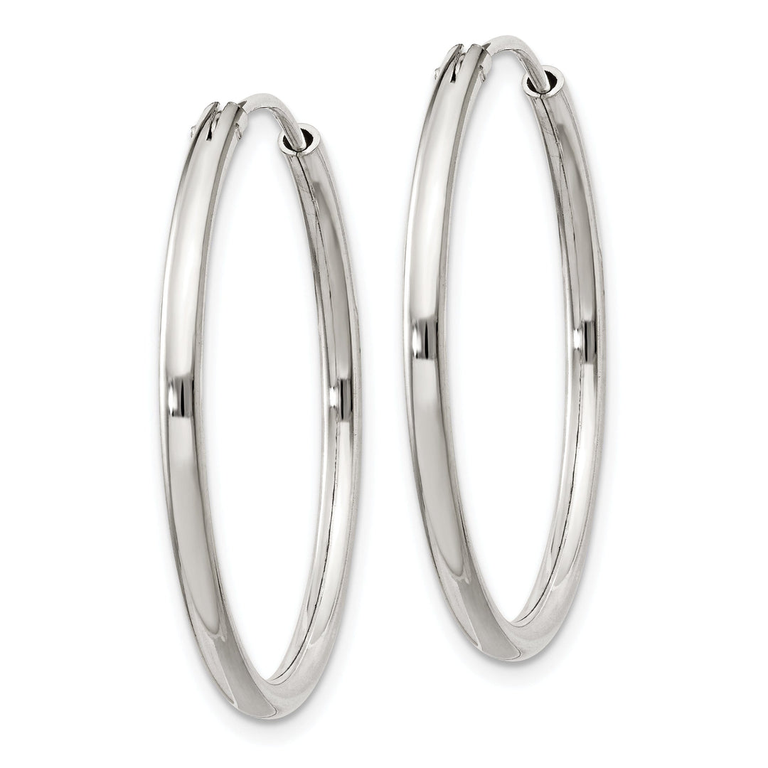 Sterling Silver Hollow Hoop Hinged Earrings